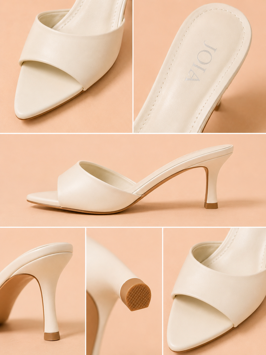 Mules à Talon JOIA – Marron Chocolat, Noir & Beige