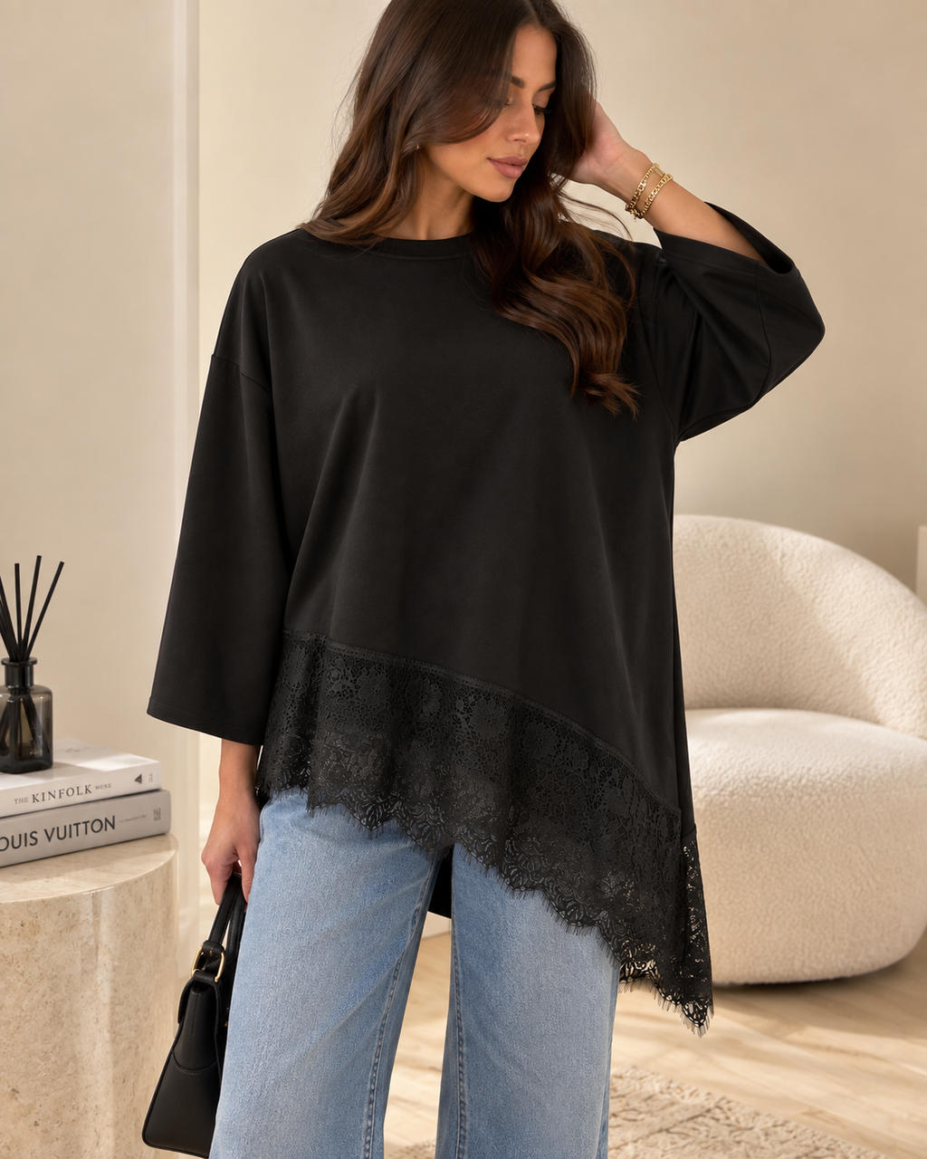 Top Asymétrique Dentelle Alba