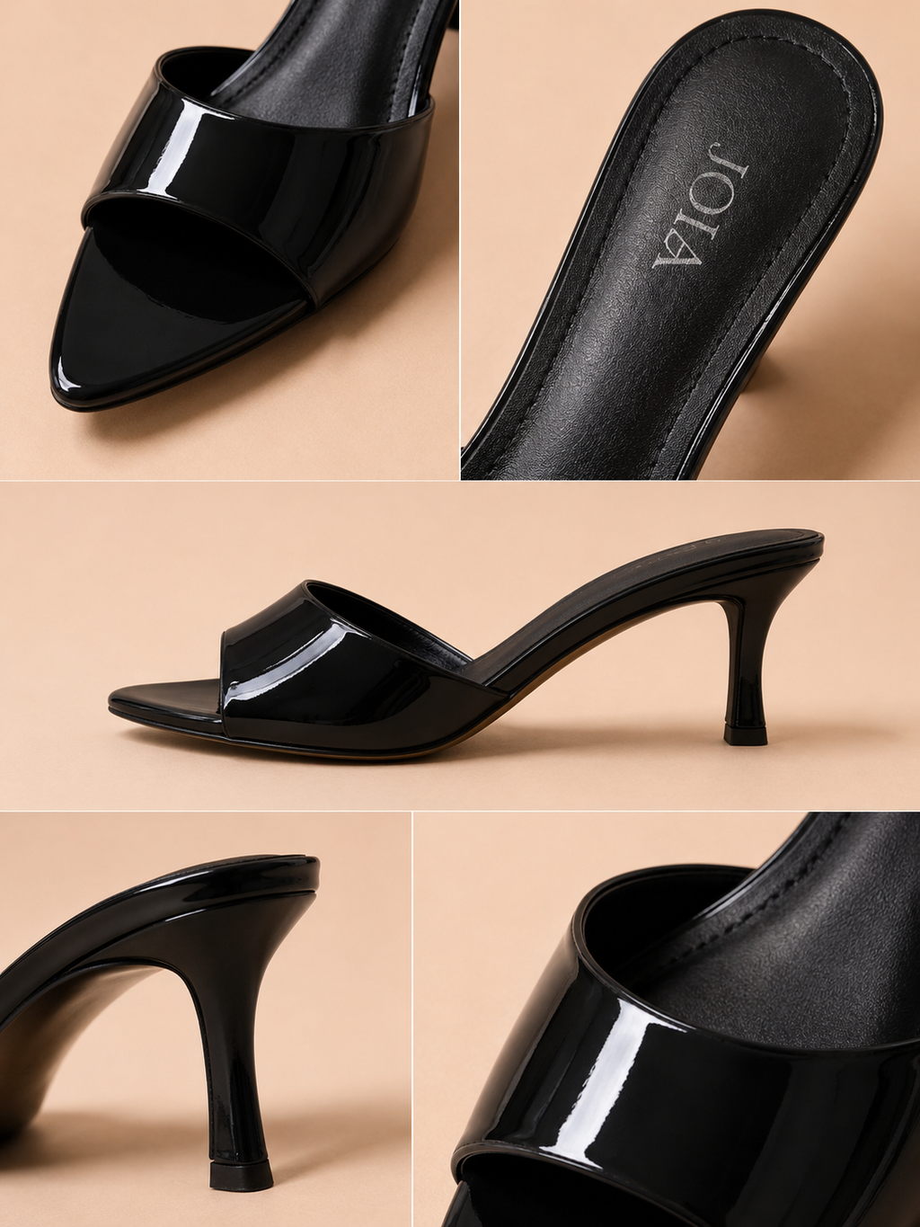Mules Vernies Élégance – Noir, Nude & Marron Chocolat