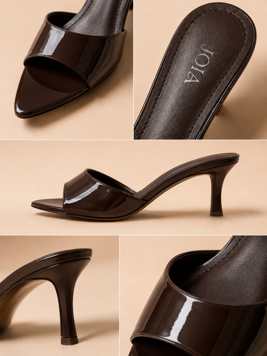 Mules Vernies Élégance – Noir, Nude & Marron Chocolat