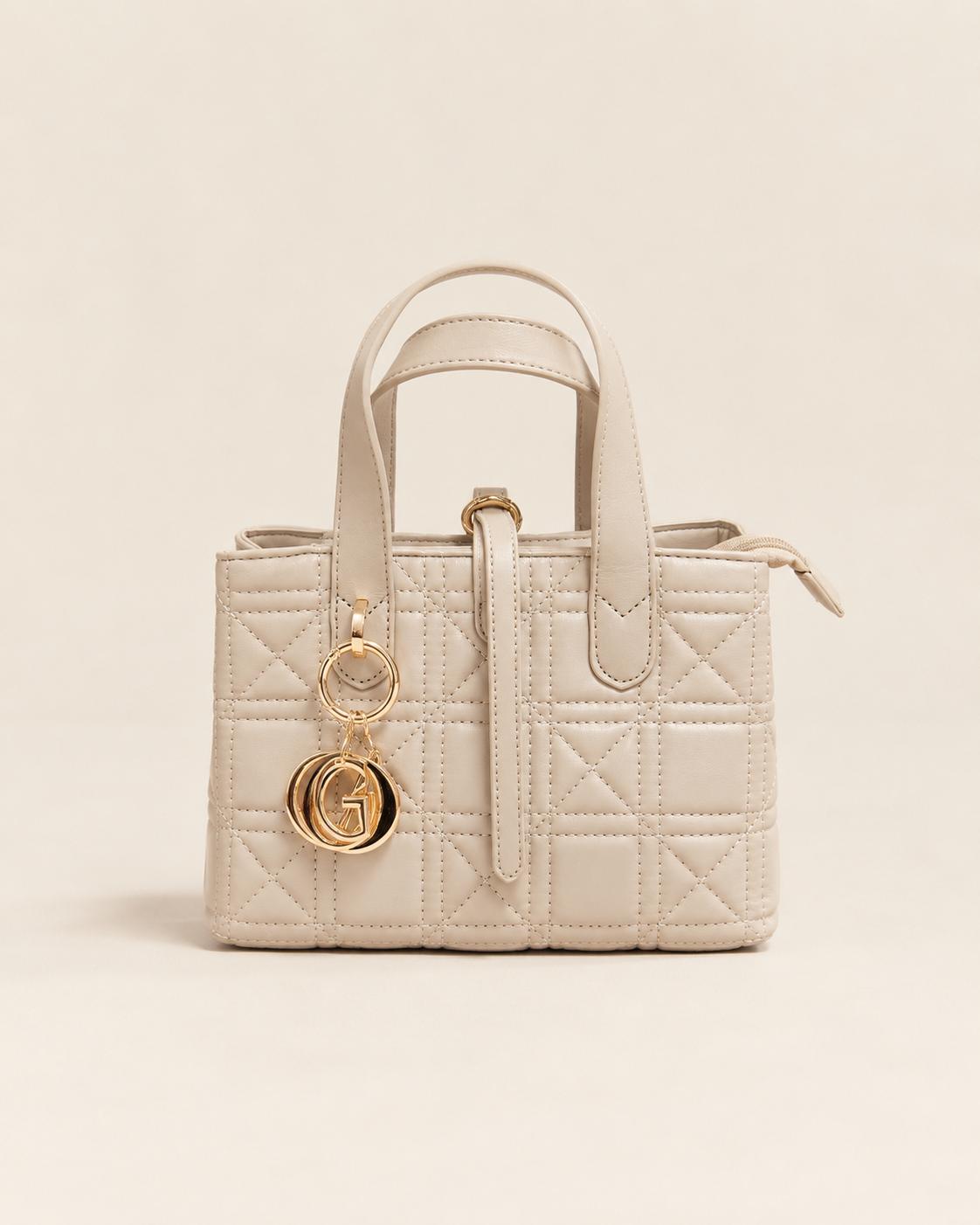 Sac Matelassé Élégance – Beige & Noir
