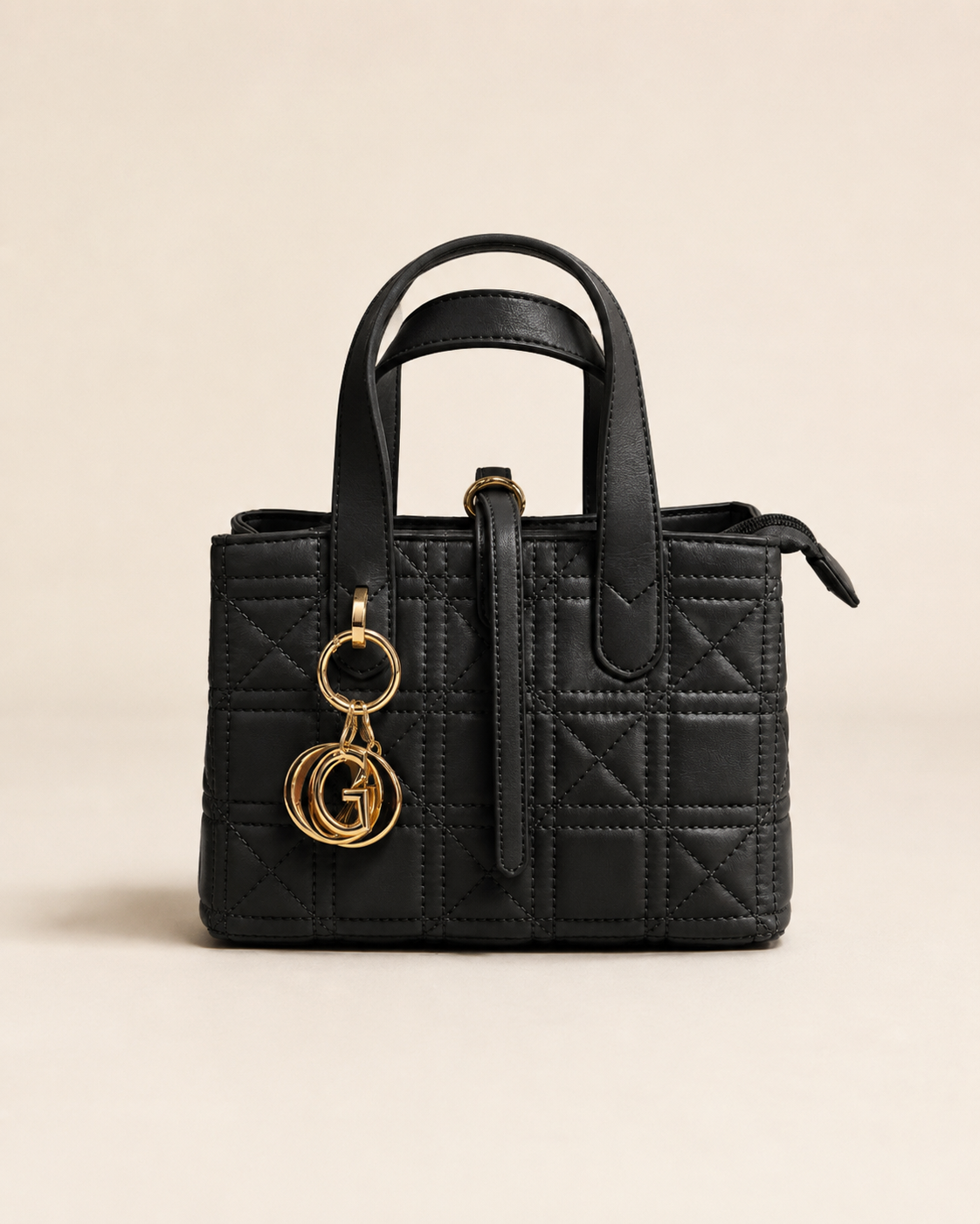 Sac Matelassé Élégance – Beige & Noir