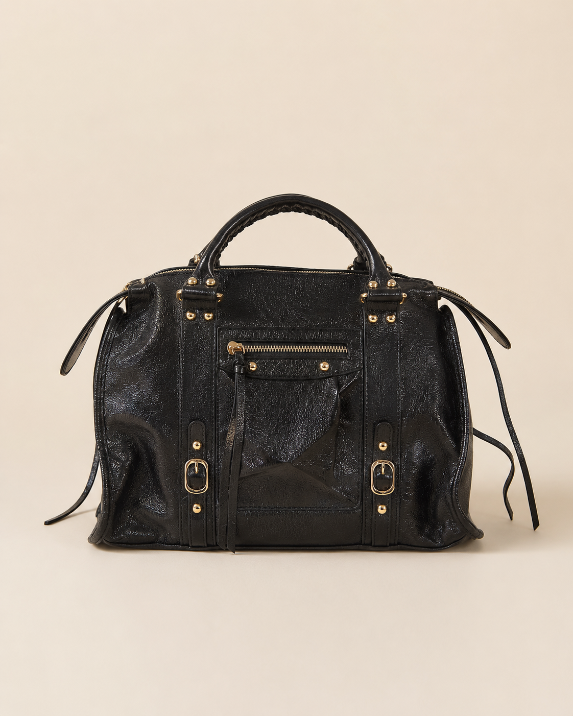 Sac Cabas Élégance Noir Verni