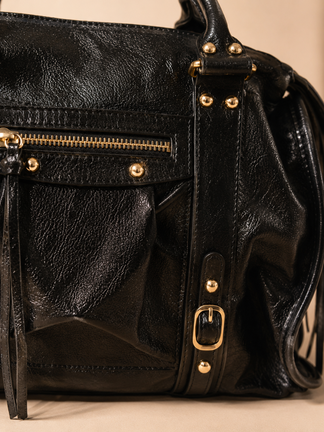 Sac Cabas Élégance Noir Verni