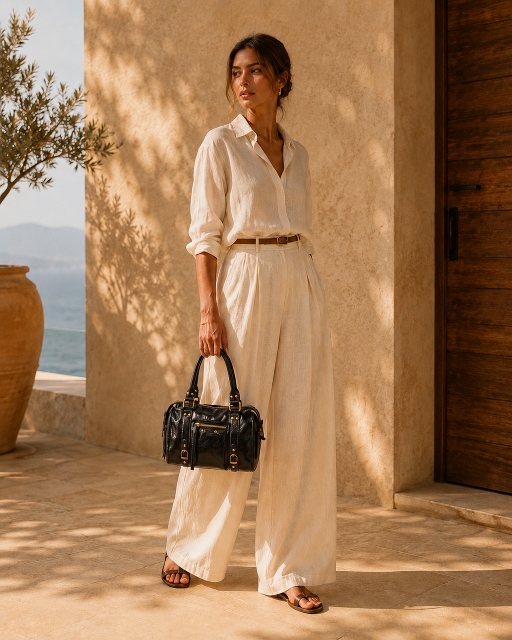 Sac à main noir effet cuir verni – Élégance urbaine