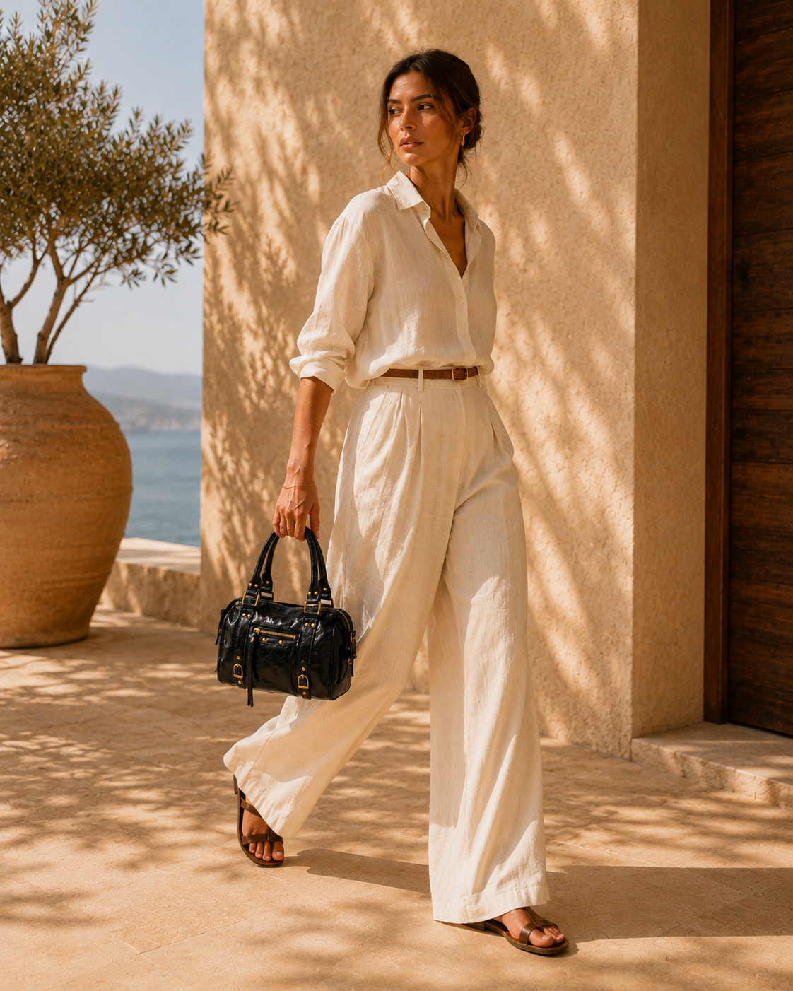Sac à main noir effet cuir verni – Élégance urbaine