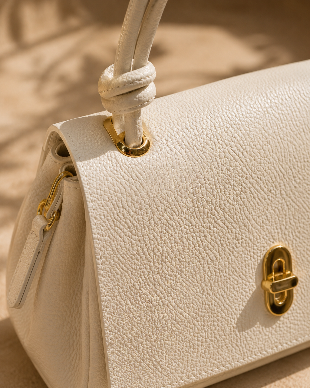 Sac à main élégant – Noir, Beige clair & Blanc