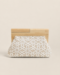 Sac Pochette en Dentelle Fleurie & Bois Naturel