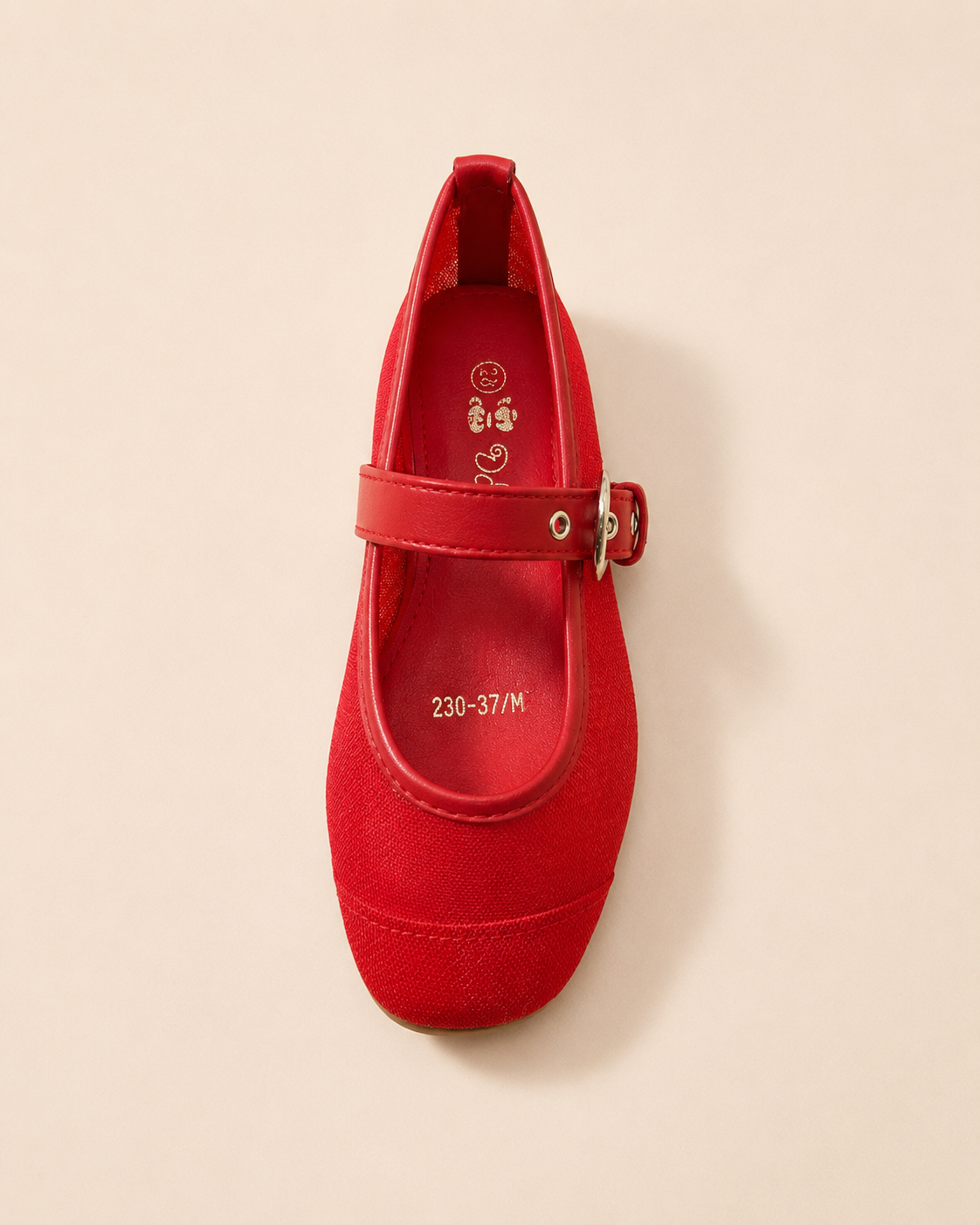 Ballerines Enfant à Bride – Rouge & Noir