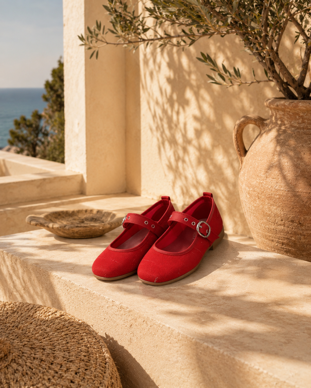 Ballerines Enfant à Bride – Rouge & Noir