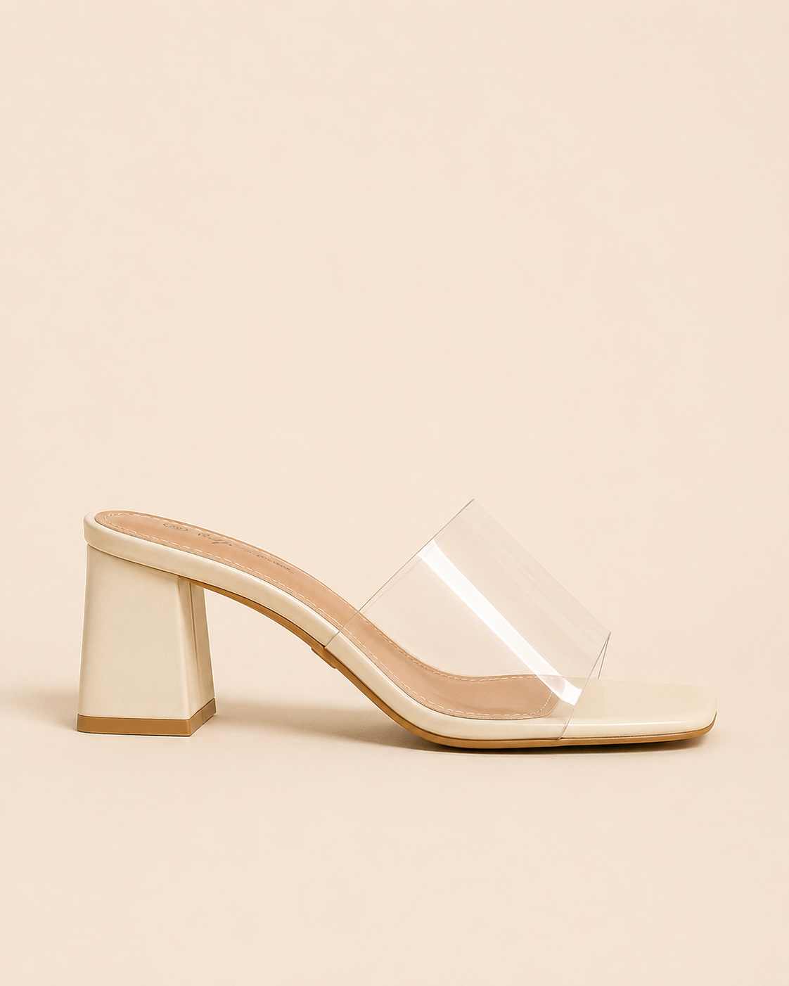 Sandales à talons transparentes – Noir, Beige & beige doré