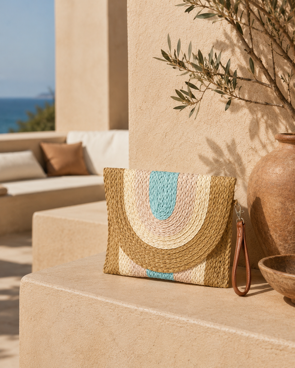 Pochette en raphia multicolore – NORSTYL