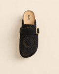 Mules Bohème Chic Noires à Boucle Dorée
