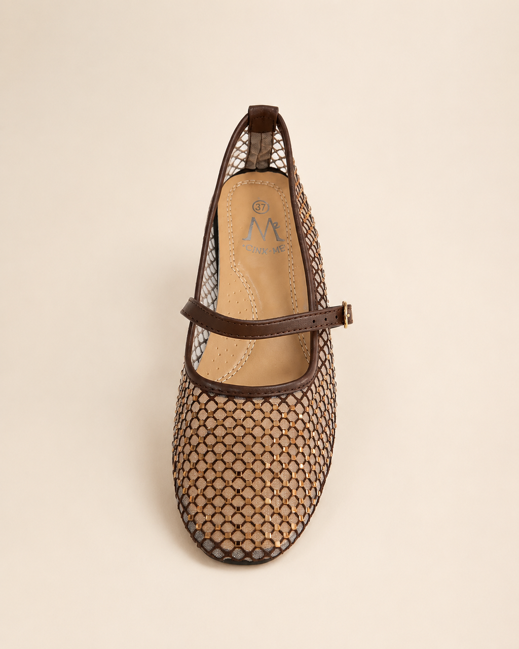 Ballerines Maille Élégance – Marron & Doré
