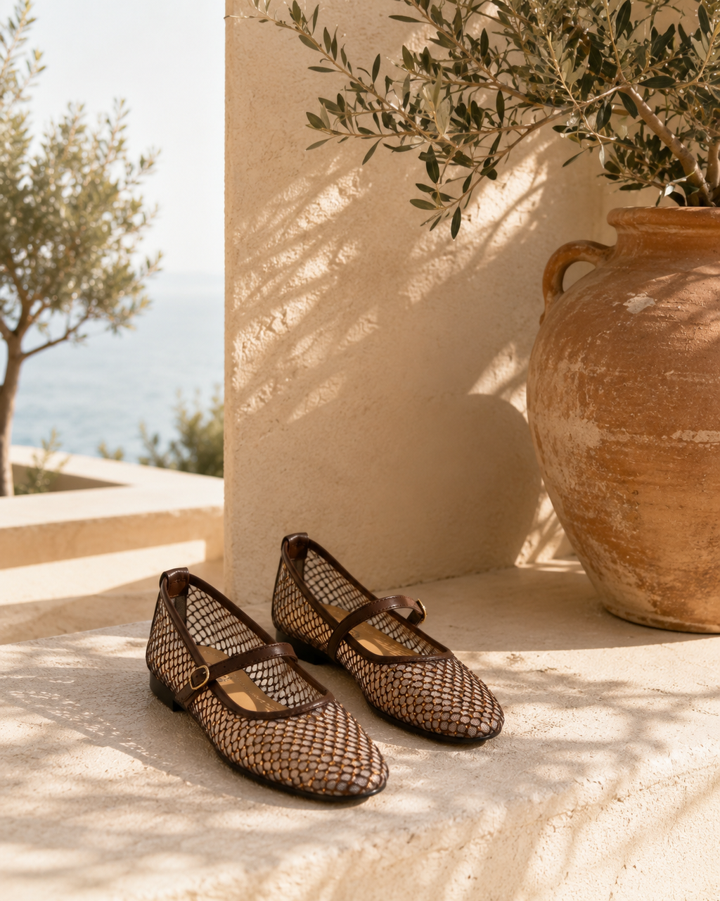 Ballerines Maille Élégance – Marron & Doré