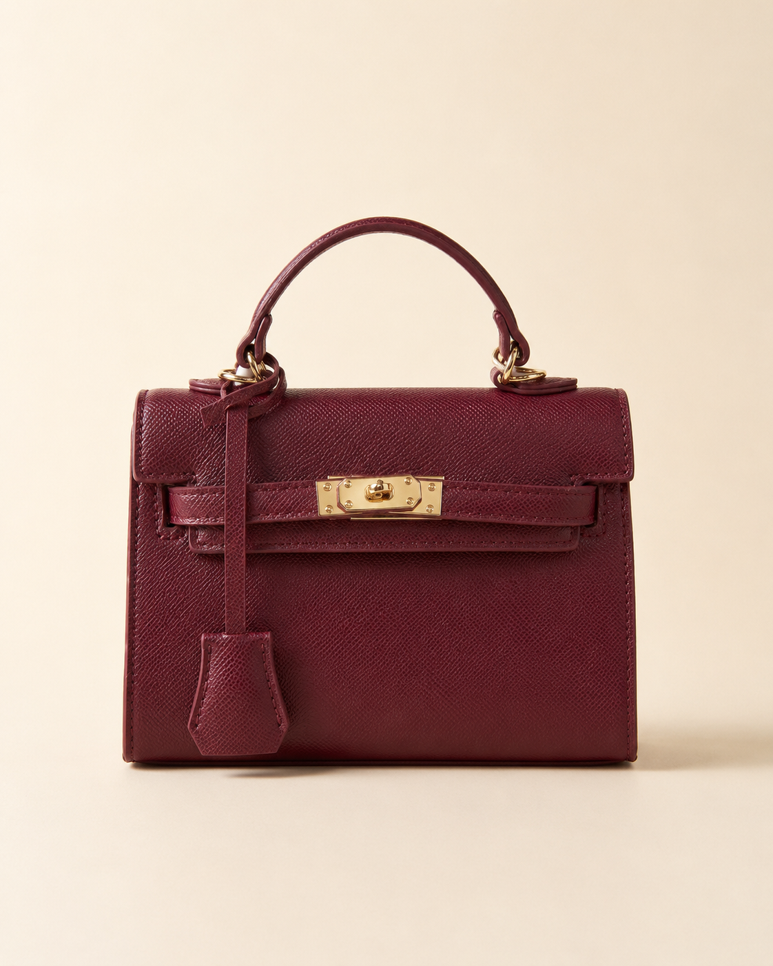 Mini-sac structuré – Bleu marine, Marron chocolat, beige , Noir & Rouge bordeaux