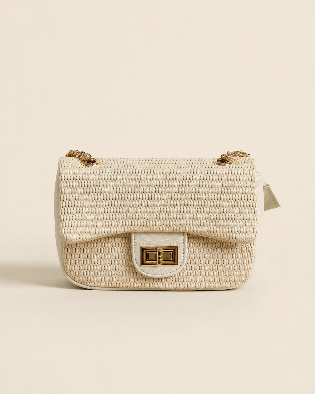 Sac bandoulière tressé écru