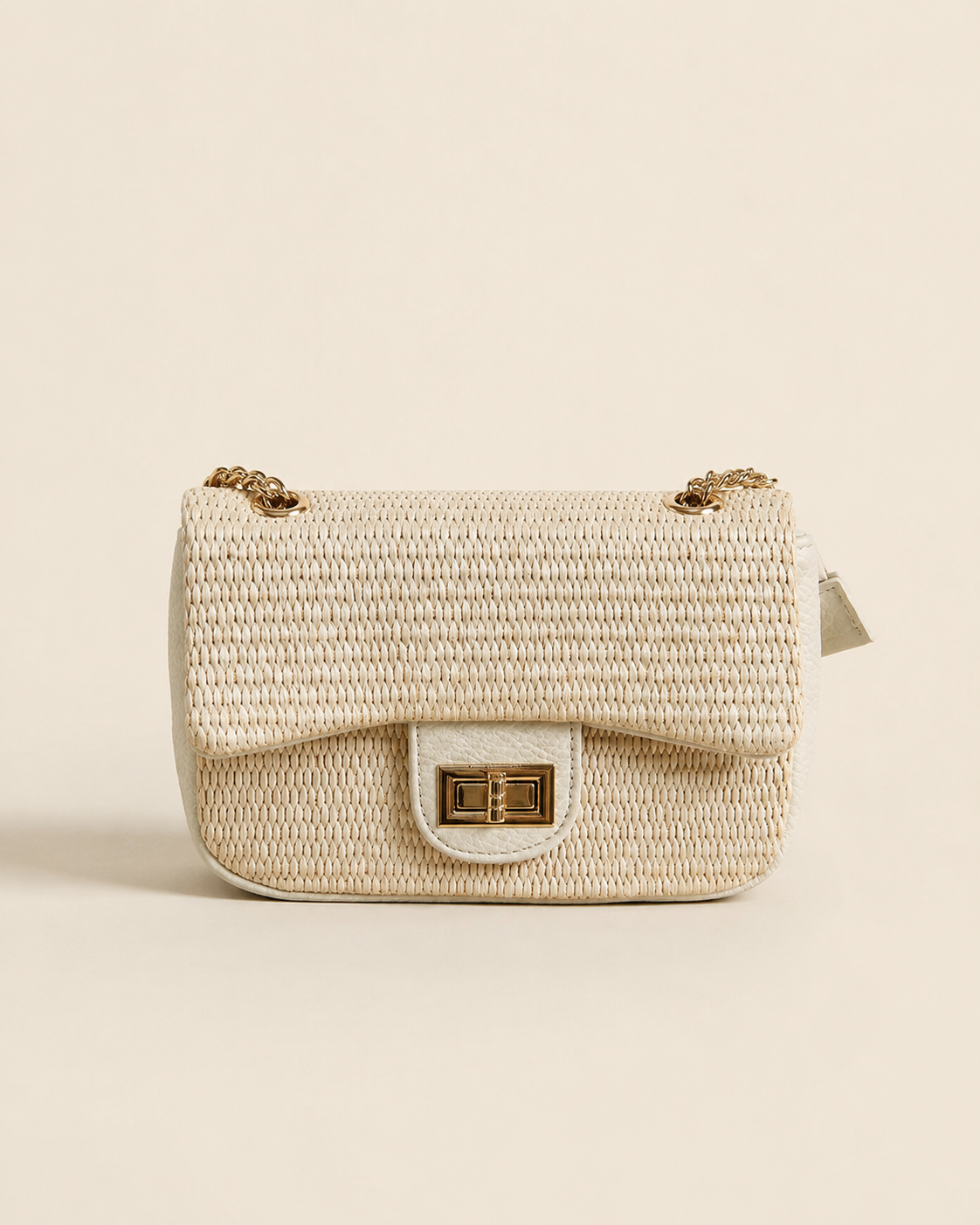 Sac bandoulière tressé écru