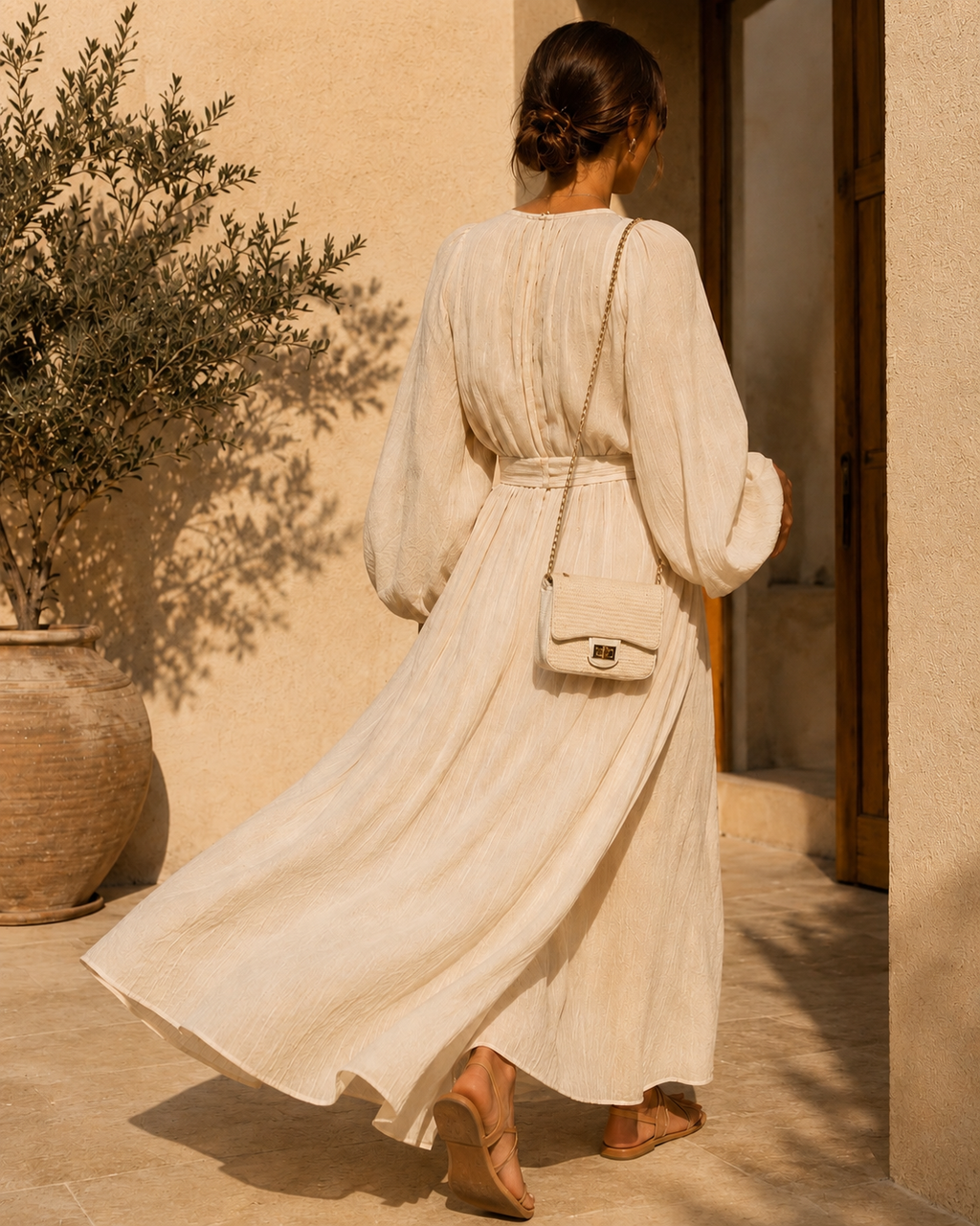 Sac bandoulière tressé écru
