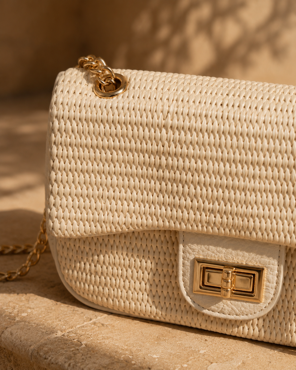 Sac bandoulière tressé écru