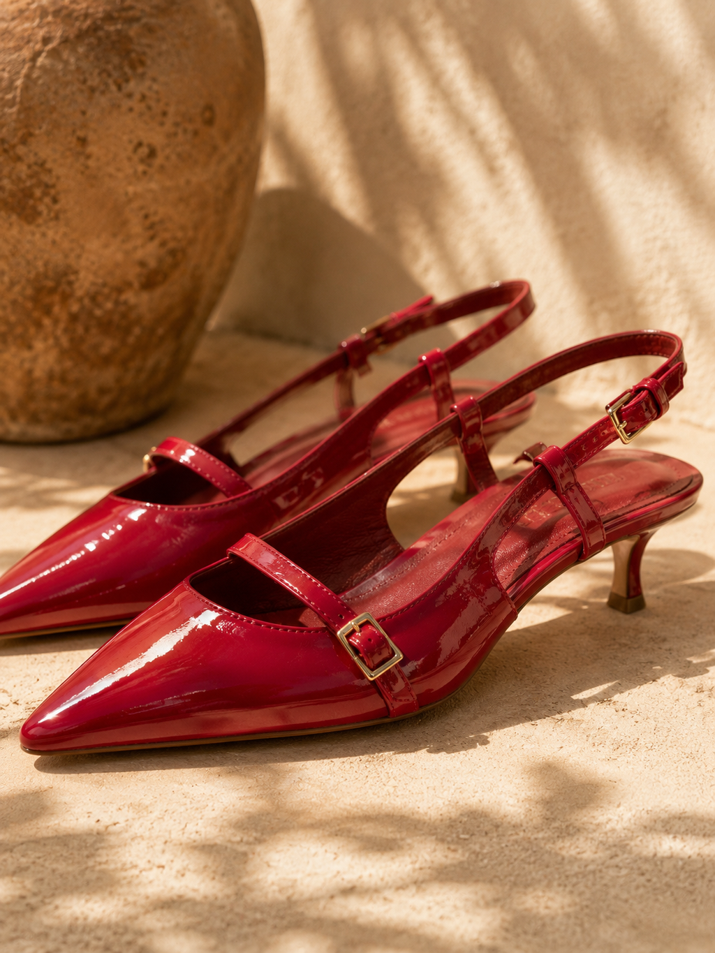Escarpins Slingback Vernis Rouge