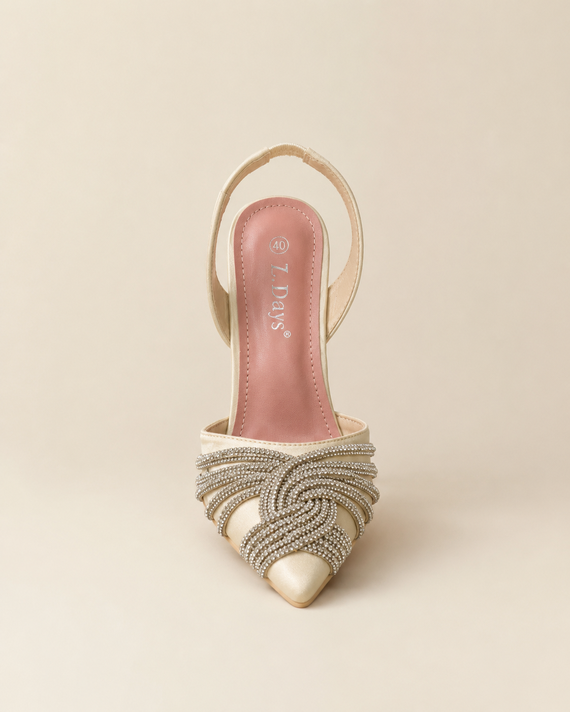 Escarpin Slingback Satiné à Strass