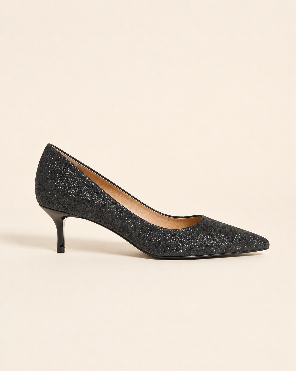 Escarpins pailletés noirs à talon