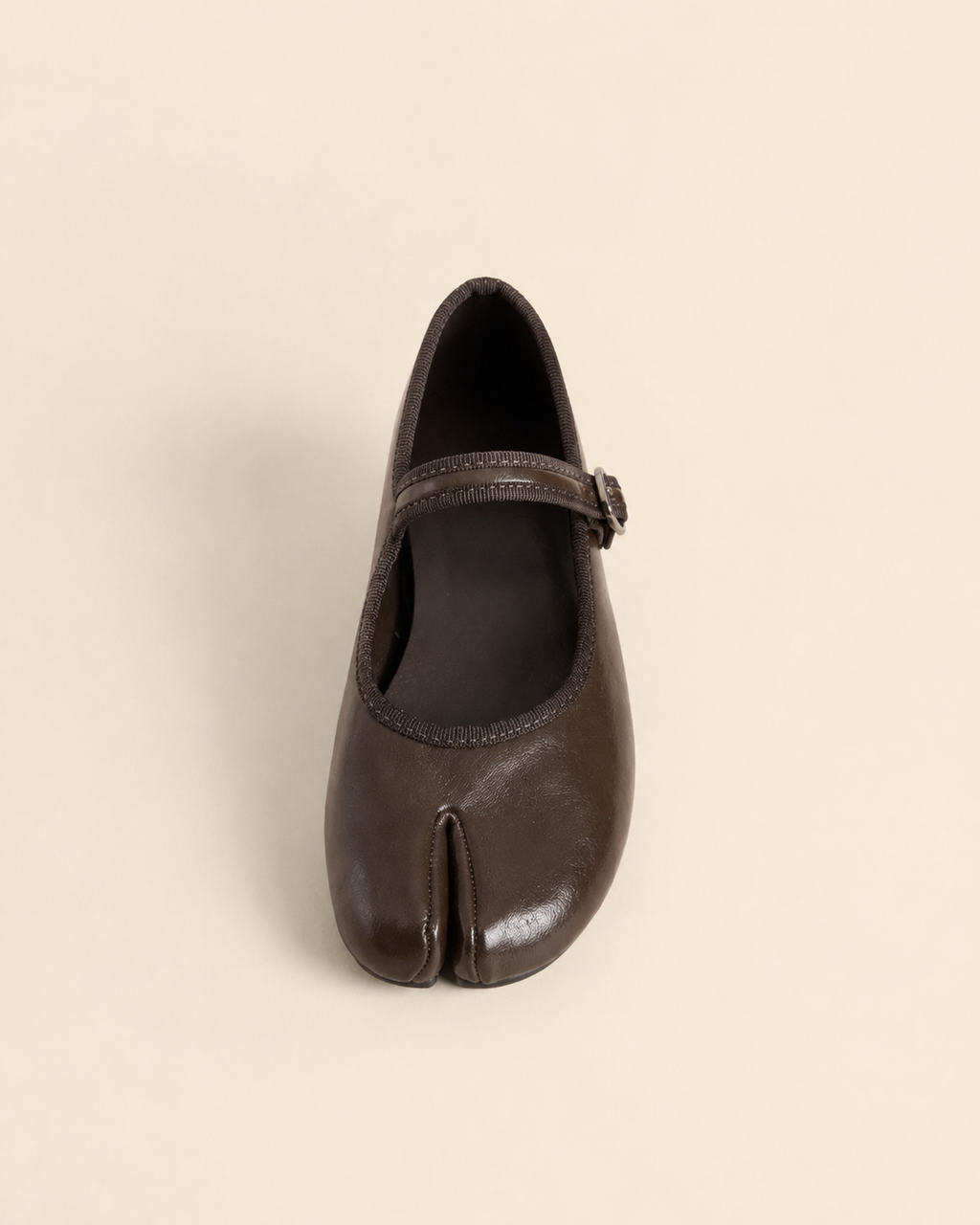 Ballerines Tabi Élégance – Noir & Marron Chocolat