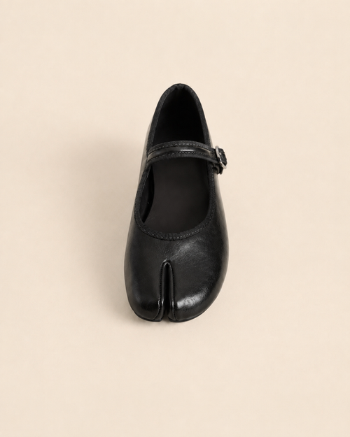 Ballerines Tabi Élégance – Noir & Marron Chocolat