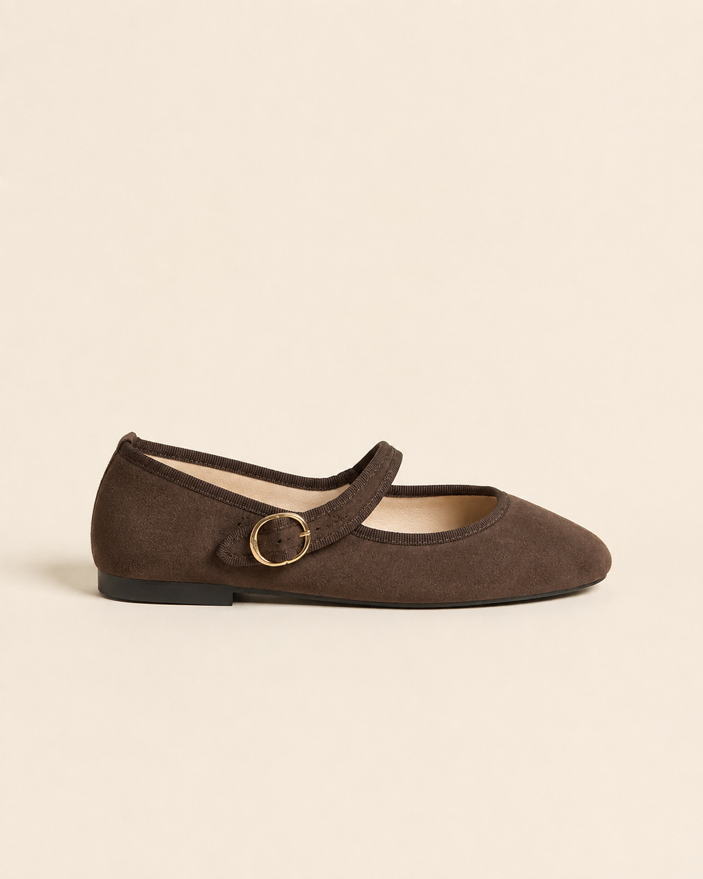 Ballerines Élise – Noir & Marron Chocolat