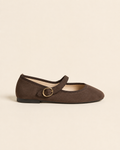 Ballerines Élise – Noir & Marron Chocolat