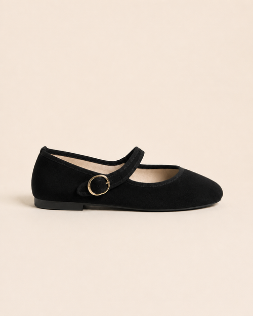 Ballerines Élise – Noir & Marron Chocolat