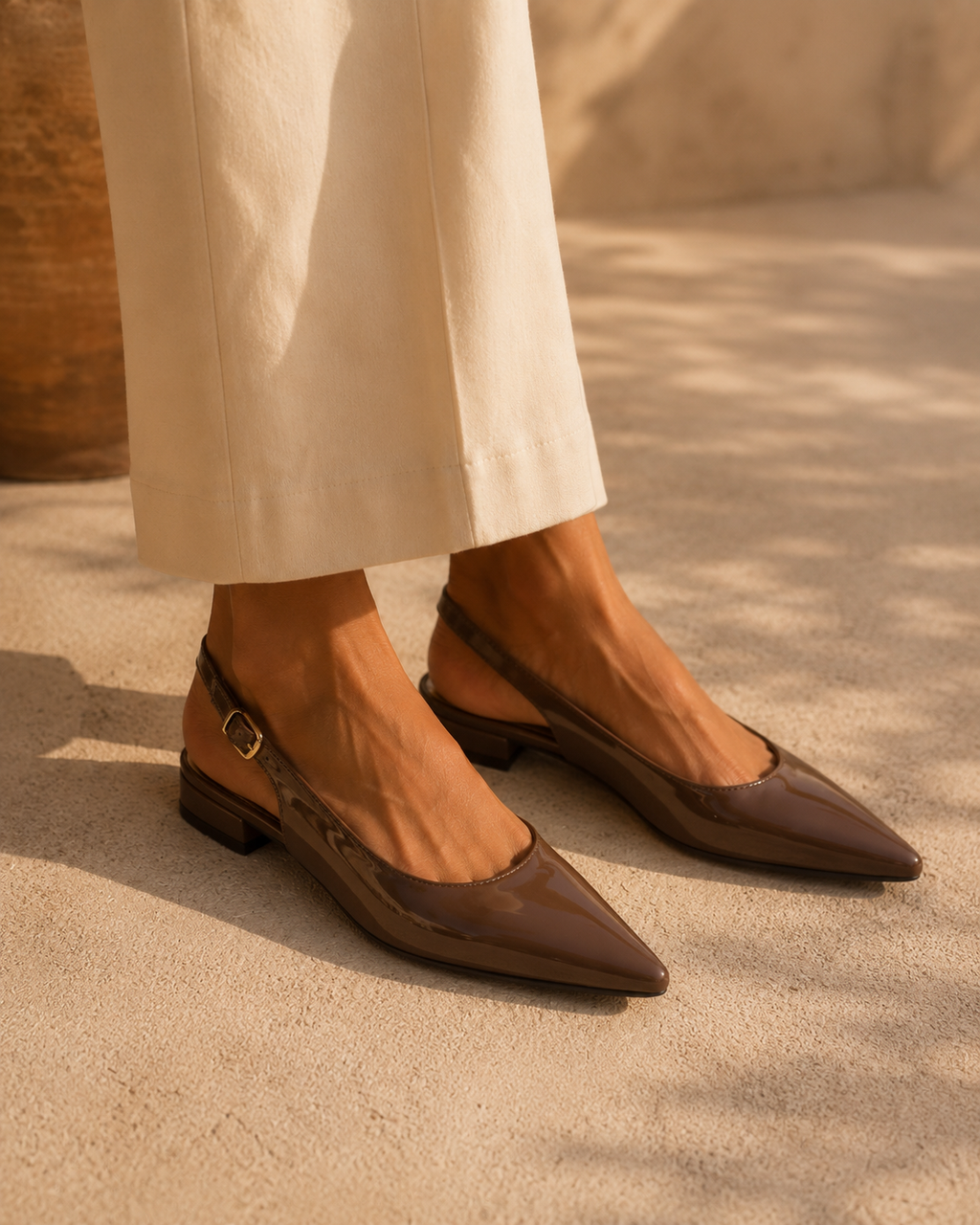 Ballerines Slingback Vernies à Bout Pointu