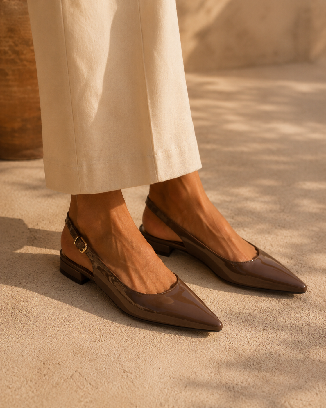 Ballerines Slingback Vernies à Bout Pointu