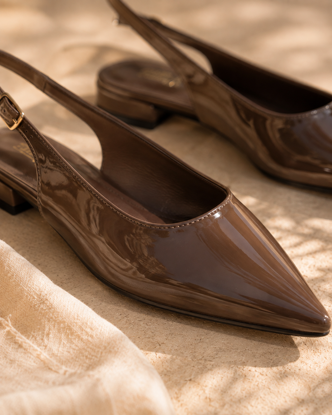 Ballerines Slingback Vernies à Bout Pointu