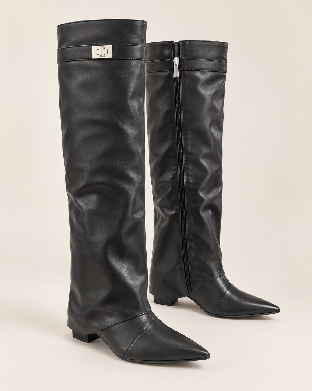 Bottes hautes noires à bout pointu